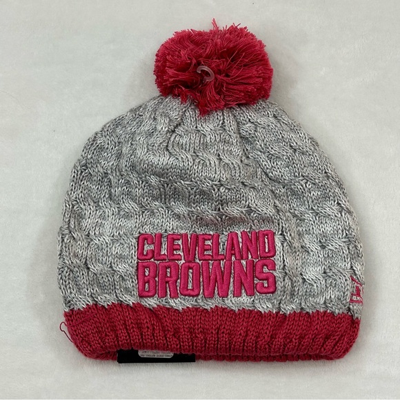 Cleveland Browns NFL New Era Breast Cancer Awareness Knit Beanie Hat Cap Women’s - Picture 1 of 9